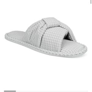 Charter Club Grey Textured Knot-Top Slippers